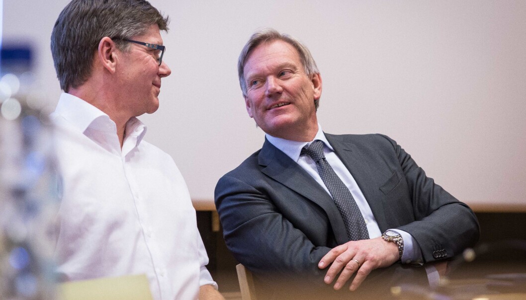 Ledelsen på Universitetet i Oslo stengte denne uken klinikken ved Psykologisk institutt ved Universitetet i Oslo med umiddelbar virkning, og har satt i gang en juridisk vurdering for å undersøke om det er begått lovbrudd. Her viserektor for forskning, Per Morten Sandset (t.h.) sammen med rektor Svein Stølen under et rektorvalgmøte i vår. Foto: Siri Ø. Eriksen Ledelsen på Universitetet i Oslo stengte denne uken klinikken ved Psykologisk institutt ved Universitetet i Oslo med umiddelbar virkning, og har satt i gang en juridisk vurdering for å undersøke om det er begått lovbrudd. Her viserektor for forskning, Per Morten Sandset (t.h.) sammen med rektor Svein Stølen under et rektorvalgmøte i vår. Foto: Siri Ø. Eriksen