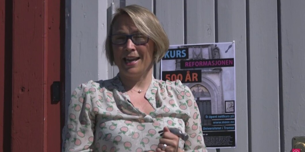 Førsteamanuensis Sigrun Høgetveit Berg er en av foreleserne på mooc-en om reformasjonen. Foto: Skjermdump Førsteamanuensis Sigrun Høgetveit Berg er en av foreleserne på mooc-en om reformasjonen. Foto: Skjermdump