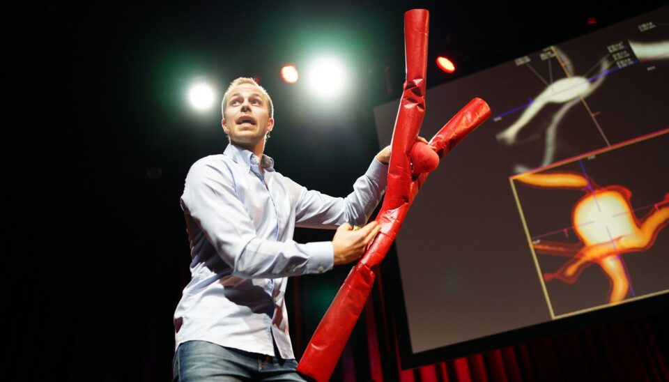 Torbjørn Øygard Skodvin fra UiT Norges arktiske universitet, forsker på utposninger på blodårer i hjernen, og vant Forsker Grand Prix lørdag kveld. Foto: Ketil Blom Haugstulen