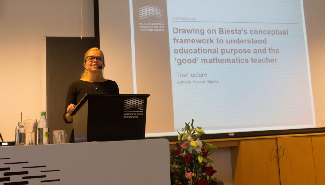 Annette Hessen Bjerke har gjort sitt doktorgradsarbeid på matematikkundervisningen i lærerutdanningen. Foto: Siv Tonje Håkensen, HiOA Annette Hessen Bjerke har gjort sitt doktorgradsarbeid på matematikkundervisningen i lærerutdanningen. Foto: Siv Tonje Håkensen, HiOA