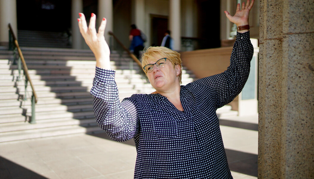 Trine Skei Grande, partileder i Venstre, må strekke seg litt lenger for å nå opp til sperregrensen ved stortingsvalget om 14 dager. Foto: Ketil Blom Haugstulen Trine Skei Grande, partileder i Venstre, må strekke seg litt lenger for å nå opp til sperregrensen ved stortingsvalget om 14 dager. Foto: Ketil Blom Haugstulen