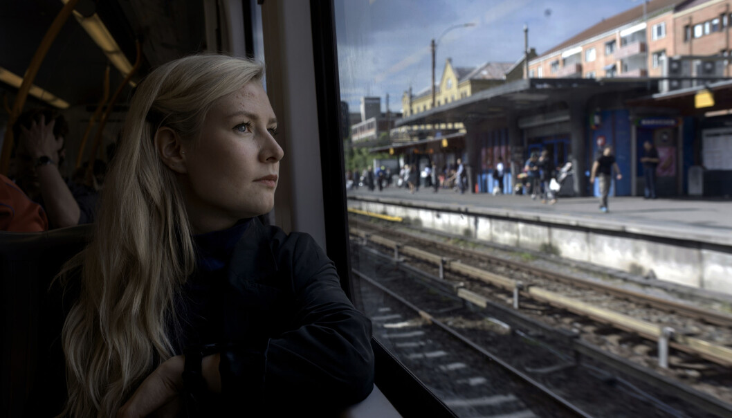 Iril Myrvang Gjørv på T-banen på vei hjem fra universitetet. Foto: Cicilie S. Andersen Iril Myrvang Gjørv på T-banen på vei hjem fra universitetet. Foto: Cicilie S. Andersen