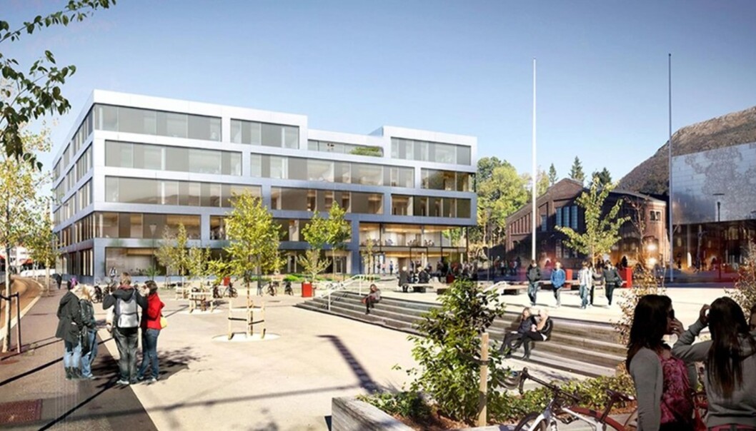 Slik ser arkitektene ser for seg siste bygg for å komplettere Campus Bergen ved Høgskulen på Vestlandet. Illust: Kruse Smith/L2 Arkitekter. Slik ser arkitektene ser for seg siste bygg for å komplettere Campus Bergen ved Høgskulen på Vestlandet. Illust: Kruse Smith/L2 Arkitekter.
