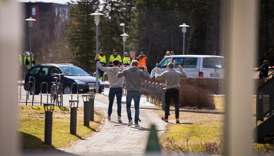 Illustrasjonsfoto fra beredskapsøvelse ved Nord universitet i Bodø i 2018. Foto: Siri Øverland Eriksen