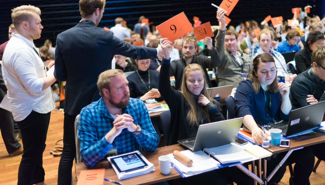 Illustrasjonsfoto fra Norsk studentorganisasjons landsmøte 2017 Foto: Ketil Blom Haugstulen Illustrasjonsfoto fra Norsk studentorganisasjons landsmøte 2017 Foto: Ketil Blom Haugstulen