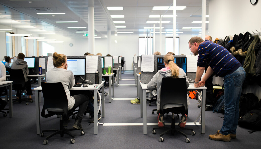 Digital eksamen i Universitetet i Oslo sitt nye eksamenslokale.  Foto: Henriette Dæhli