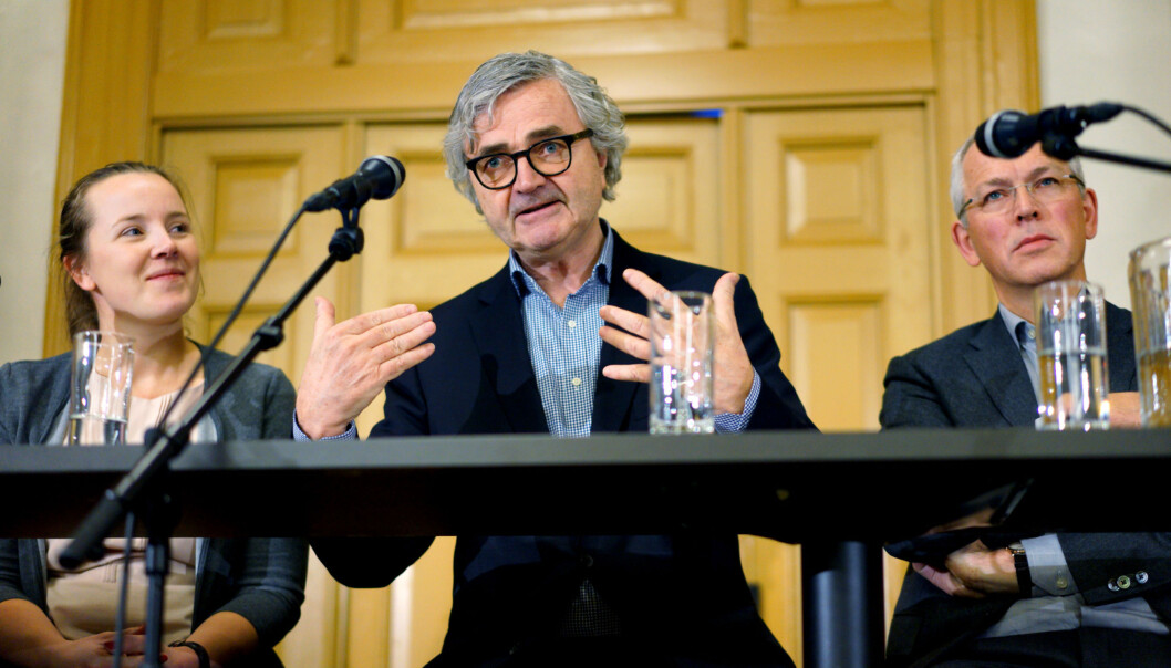 Leder i Forskerforbundet Peter Aaslestad, eder for UHR, Vidar L Haanes og NSO-leder Marianne Andenæs. Foto: Ketil Blom Haugstulen Leder i Forskerforbundet Peter Aaslestad, eder for UHR, Vidar L Haanes og NSO-leder Marianne Andenæs. Foto: Ketil Blom Haugstulen