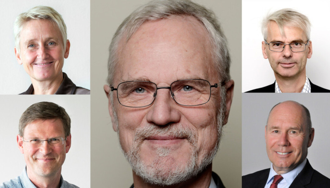 Noverande rektor ved NHH, Frøystein Gjesdal (midten) har ikkje søkt ein ny periode som rektor. Dei små bileta, (øvst frå venstre med klokka): Karin Thorburn, Øystein Thøgersen, Tor Wallin Andreassen og Aksel Mjøs. Foto: NHH Collage: På Høyden Noverande rektor ved NHH, Frøystein Gjesdal (midten) har ikkje søkt ein ny periode som rektor. Dei små bileta, (øvst frå venstre med klokka): Karin Thorburn, Øystein Thøgersen, Tor Wallin Andreassen og Aksel Mjøs. Foto: NHH Collage: På Høyden