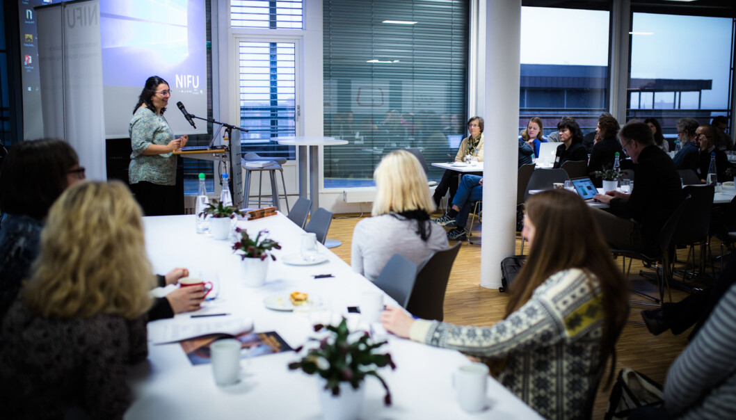 Nordisk institutt for studier av innovasjon, forskning og utdanning (NIFU) arrangerer regelmessig frokostseminarer som det på bildet. Foto: Henriette Dæhli Nordisk institutt for studier av innovasjon, forskning og utdanning (NIFU) arrangerer regelmessig frokostseminarer som det på bildet. Foto: Henriette Dæhli