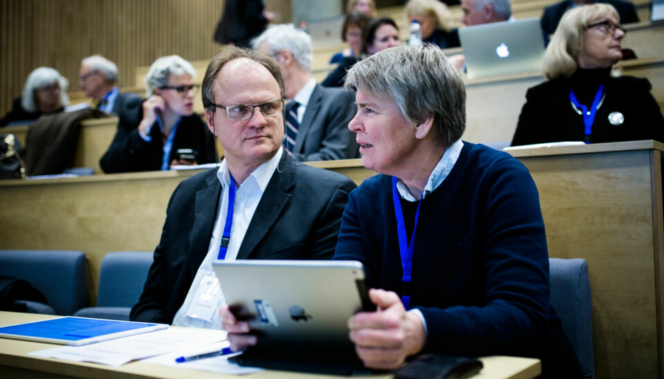 Rektor på Universitetet i Agder(UiA), Frank Reichert, og direktør på UiA, Seunn Smith-Tønnesen. Foto: Henriette Dæhlie