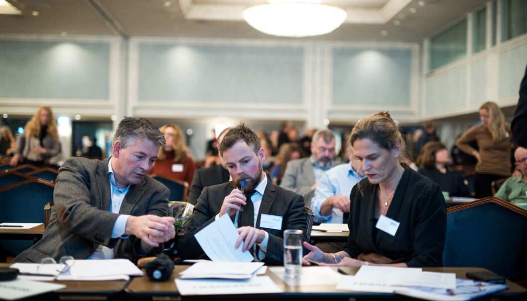 Kunnskapsminister Torbjørn Røe Isaksen på forskningspolitisk seminar i regi Forskerforbundet. Foto: Skjalg Bøhmer Vold Kunnskapsminister Torbjørn Røe Isaksen på forskningspolitisk seminar i regi Forskerforbundet. Foto: Skjalg Bøhmer Vold