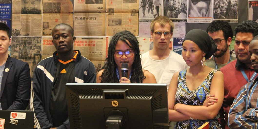 The authors presenting the Bergen Declaration during the European Students’ Union’s board meeting in Bergen in May. Photo: <span class="caps">ESU</span> The authors presenting the Bergen Declaration during the European Students’ Union’s board meeting in Bergen in May. Photo: <span class="caps">ESU</span>
