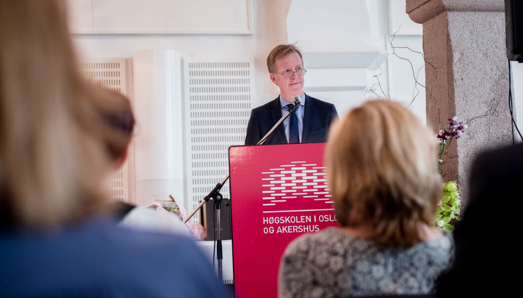 Tirsdag kveld heidra Høgskolen i Oslo og Akershus, med rektoratet i spissen, årets opprykk og doktorgradar. Foto: Skjalg Bøhmer Vold Tirsdag kveld heidra Høgskolen i Oslo og Akershus, med rektoratet i spissen, årets opprykk og doktorgradar. Foto: Skjalg Bøhmer Vold