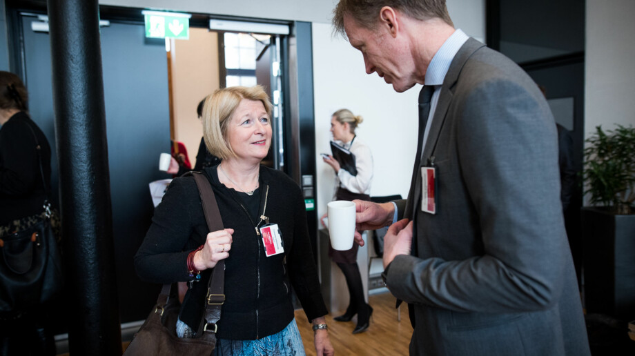 UiT-rektor Anne Husebekk og rektor på OsloMet, Curt Rice. Foto: Skjalg Bøhmer Vold