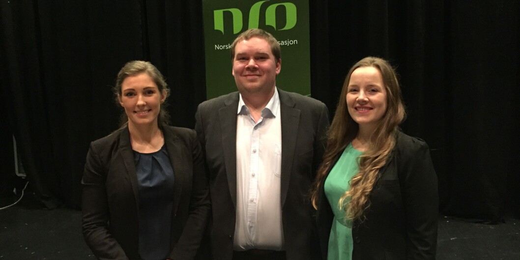 Ingrid Moe Albrigtsen, Bjørn Dinesen og Marianne Andenæs stilte til lederdebatt i direktesendt websending lørdag. Foto: <span class="caps">NSO</span> Ingrid Moe Albrigtsen, Bjørn Dinesen og Marianne Andenæs stilte til lederdebatt i direktesendt websending lørdag. Foto: <span class="caps">NSO</span>