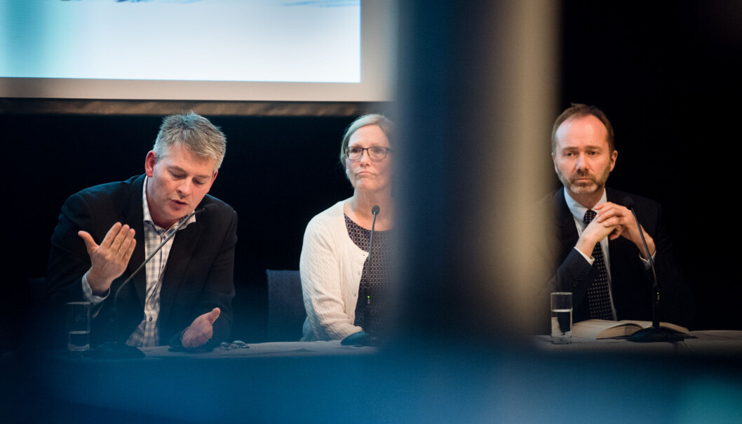 Forskerforbundet hadde den nye lærerutdanningen på dagsorden onsdag. Midt på dagen bidro statssekretær Bjørn Haugstad og Aps nestleder Trond Giske til høy tempratur i debatten Foto: Skjalg Bøhmer Vold Forskerforbundet hadde den nye lærerutdanningen på dagsorden onsdag. Midt på dagen bidro statssekretær Bjørn Haugstad og Aps nestleder Trond Giske til høy tempratur i debatten Foto: Skjalg Bøhmer Vold