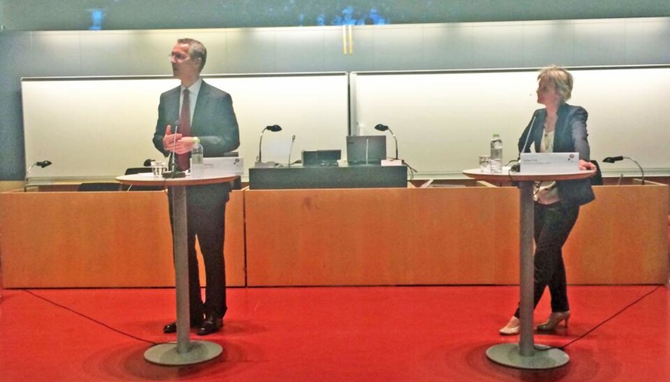 Det var lett å få 600 millioner kroner til å bombe Libya, sa tidligere statsminister i Norge og nå NATOs generalsekretær, Jens Stoltenberg, til et fullsatt auditorium ved Københavns Unvisersitet. Foto: universitetsavisen.dk