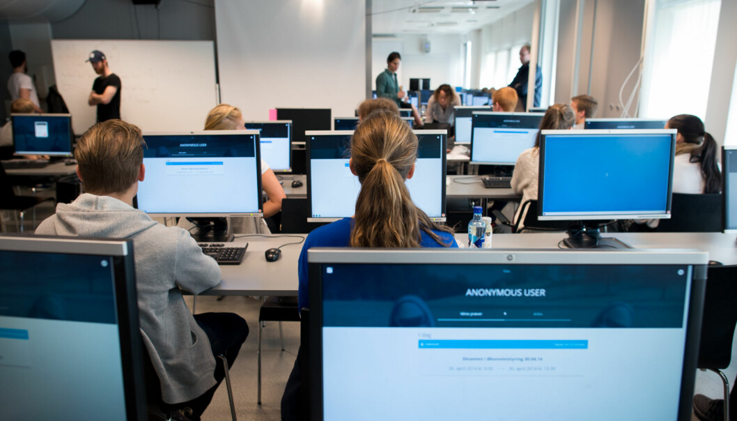 Fra digital eksamen på økonomi og administrasjon på Høgskolen i Oslo og Akershus. Foto: Skjalg Bøhmer Vold