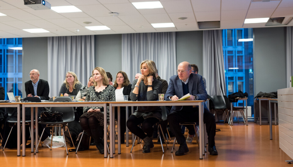 Spente helse- og samfunnsledere under høgskolestyrets møte torsdag 18. desember. Foto: Skjalg Bøhmer Vold