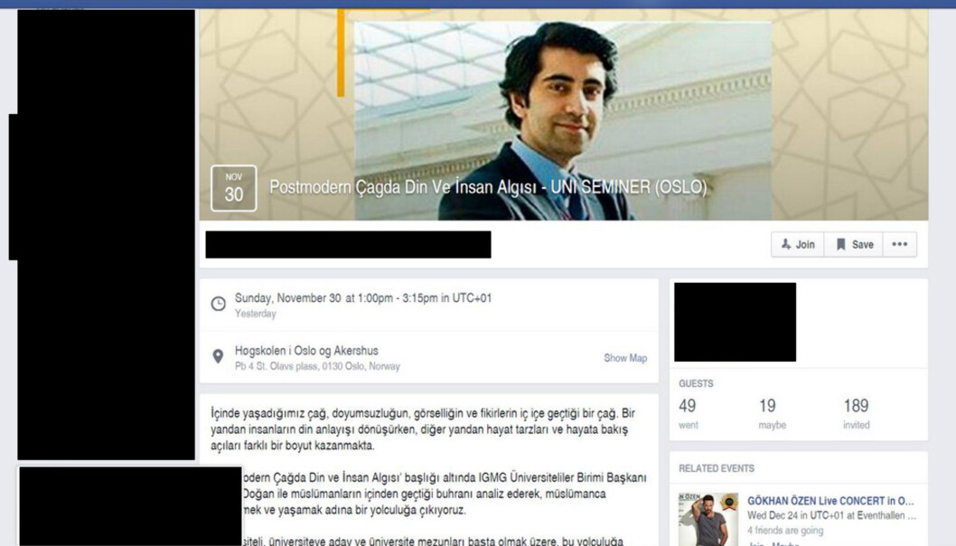 Skjermdump av invitasjonen til HiOA-møtet på facebook. Skjermdump av invitasjonen til HiOA-møtet på facebook.