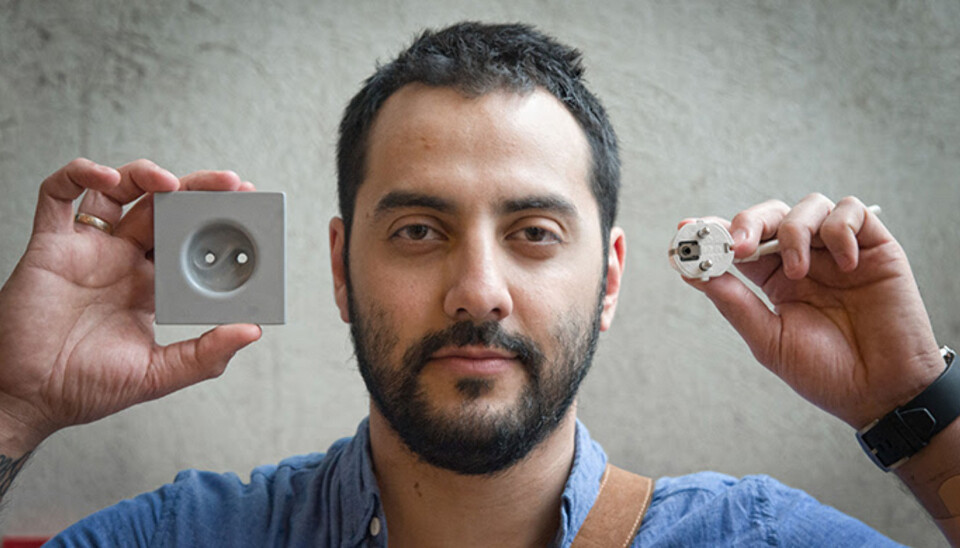 MILLIONKONT(R)AKT: Stikkontakten Flow er et resultat av en skoleoppgave på produktdesignutdanningen ved HiOA. Nå har designer og masterstudent Nima Shahinian solgt kontakten for et ukjent millionbeløp. Foto: John Hughes