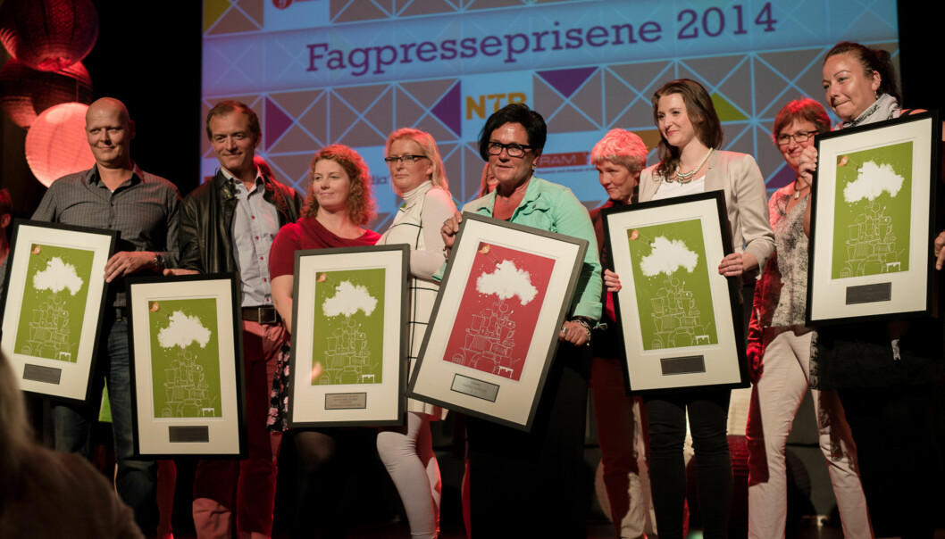 Årets vinnere av fagpresseprisene. Foto: Skjalg Bøhmer Vold