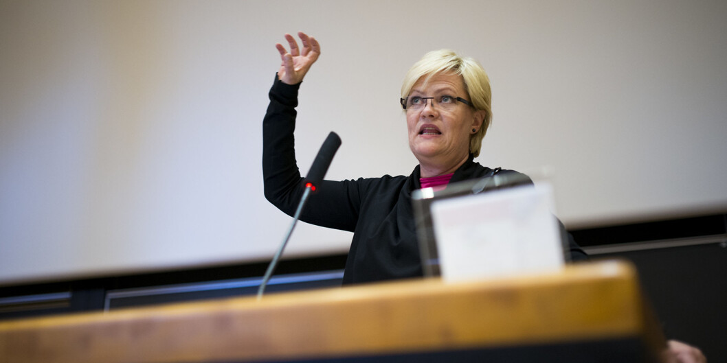 Tirsdag presenterte Kristin Halvorsen tilstanden i høyere utdanning. Vitenskapelig publisering er en av mange elementer som blir målt og vurdert. Foto: Skjalg Bøhmer Vold Tirsdag presenterte Kristin Halvorsen tilstanden i høyere utdanning. Vitenskapelig publisering er en av mange elementer som blir målt og vurdert. Foto: Skjalg Bøhmer Vold