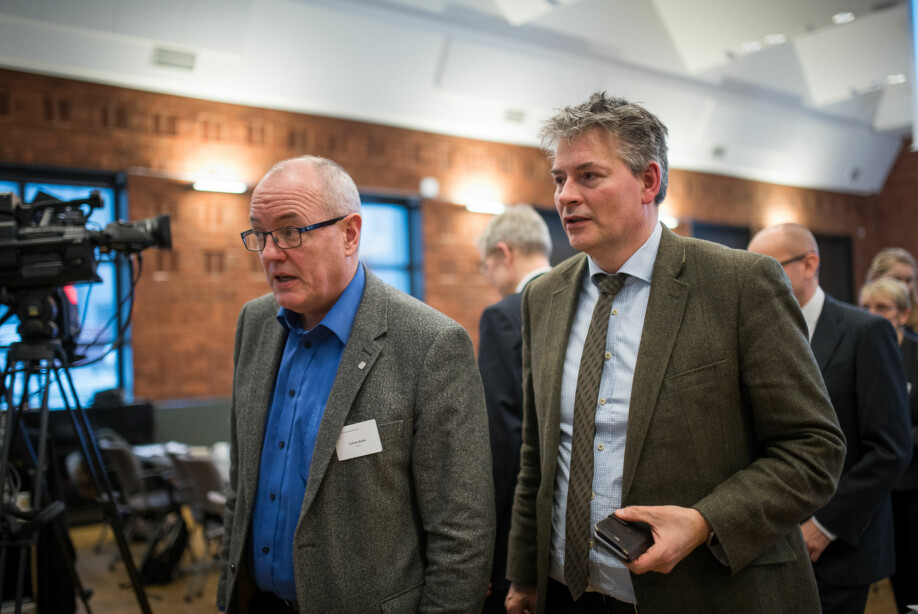 Gunnar Bovim og statssekretær Bjørn haugstad på kontaktkferansen. Foto:Skjalg Bøhmer Vold