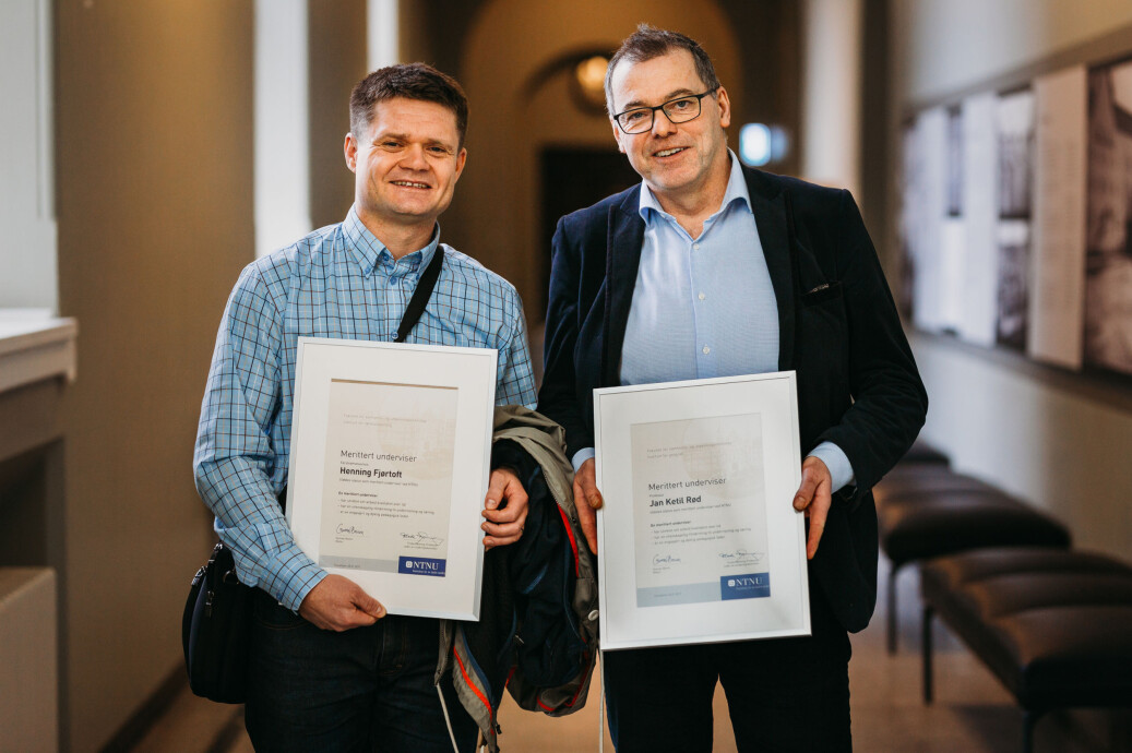 Henning Fjørtoft (t.v.) og Jan Ketil Rød er to av NTNUs nye meritterte undervisere. Foto: Julie Gloppe Solem/NTNU Henning Fjørtoft (t.v.) og Jan Ketil Rød er to av NTNUs nye meritterte undervisere. Foto: Julie Gloppe Solem/NTNU