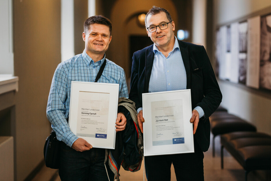 Henning Fjørtoft (t.v.) og Jan Ketil Rød er to av NTNUs nye meritterte undervisere. Foto: Julie Gloppe Solem/NTNU