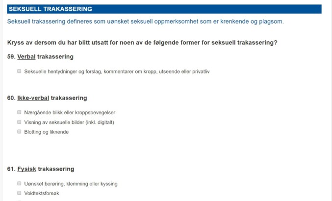 Skjermdump frå undersøkinga. Skjermdump frå undersøkinga.