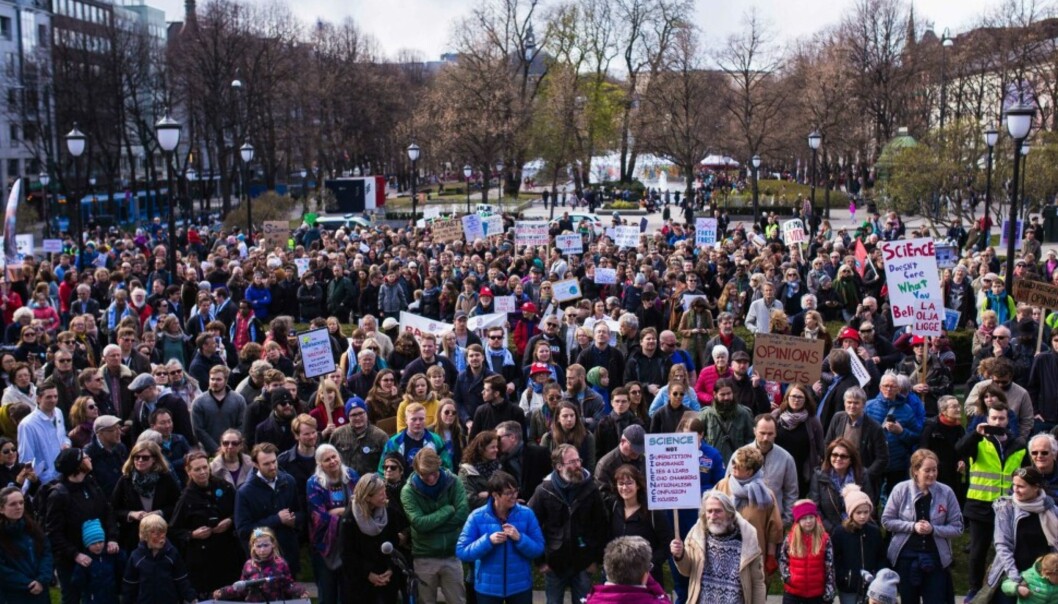 March for Science ble arrangert i Oslo ifjor, men i år var det ingen marsj her. Foto: Siri Øverland Eriksen