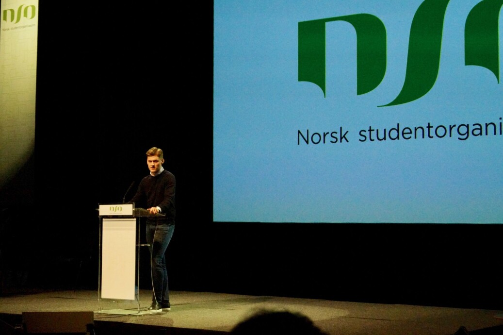 — Studietiden skal være den beste tiden i livet, sa NSO-leder Mats J. Beldo da han åpnet landsmøtet. Foto: Øystein Fimland — Studietiden skal være den beste tiden i livet, sa NSO-leder Mats J. Beldo da han åpnet landsmøtet. Foto: Øystein Fimland