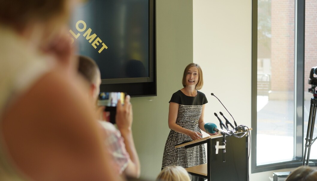 Iselin Nybø gratulerte alle 98.277 som har fått tilbud om studieplass da hun presenterte årets opptakstall på OsloMet torsdag 19. juli. Foto: Ketil Blom Haugstulen Iselin Nybø gratulerte alle 98.277 som har fått tilbud om studieplass da hun presenterte årets opptakstall på OsloMet torsdag 19. juli. Foto: Ketil Blom Haugstulen