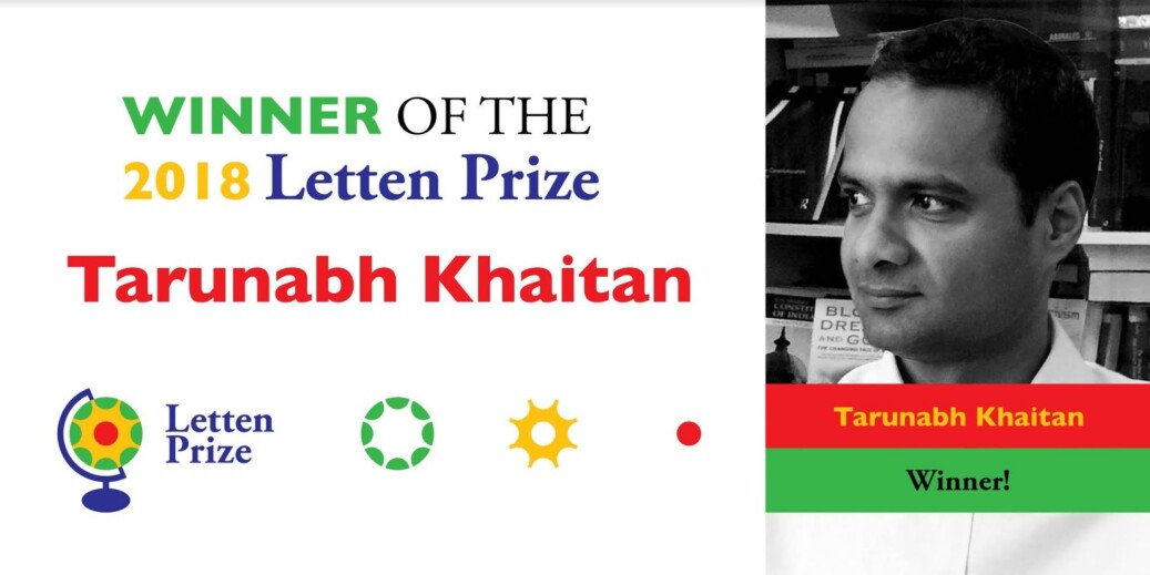 Foto: Tarunabh Khaitan er første vinner av Lettenprisen. Foto: Lettenprize.com Foto: Tarunabh Khaitan er første vinner av Lettenprisen. Foto: Lettenprize.com
