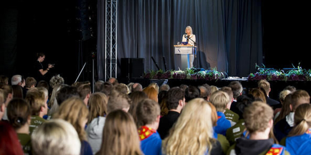Rektor Marit Boyesen ved Universitetet i Stavanger holdt hele sin velkomtstale til nye studenter på engelsk i år. Det liker språkrådet dårlig. Foto: UiS Rektor Marit Boyesen ved Universitetet i Stavanger holdt hele sin velkomtstale til nye studenter på engelsk i år. Det liker språkrådet dårlig. Foto: UiS