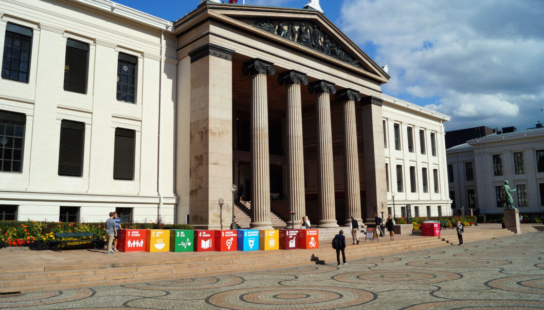 Markering av FNs bærekraftsmålene på universitetsplassen i Oslo sentrum. Markering av FNs bærekraftsmålene på universitetsplassen i Oslo sentrum.