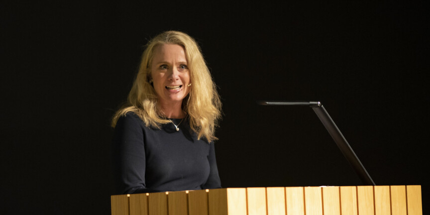 Arbeids- og sosialminister Anniken Hauglie deltok på jubileumskonferansen på Diakonhjemmet. Foto: Diakonhjemmet