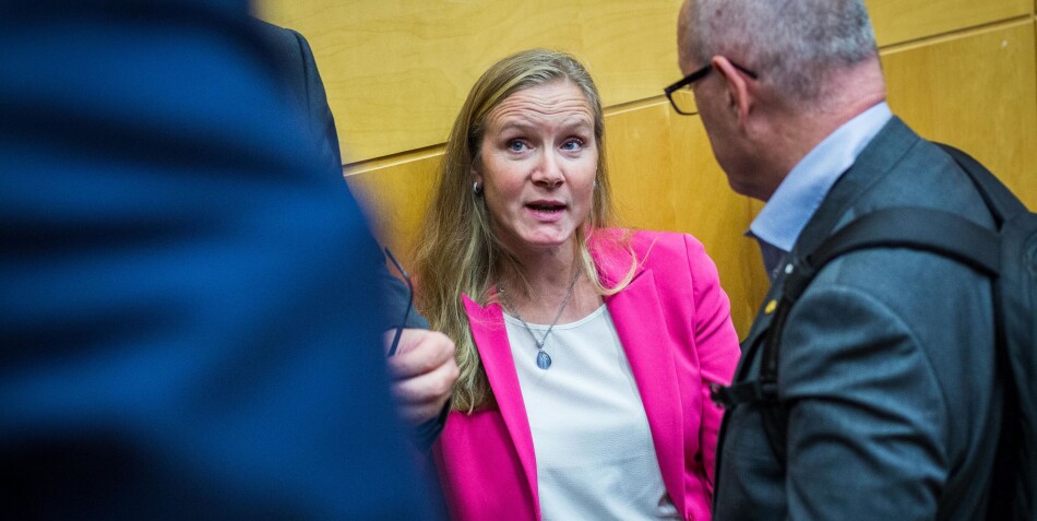 Marii Sundli Tveit i samtale med NTNU-rektor Gunnar Bovim da forslag til statsbudsjett for 2019 ble presentert. Foto: Ketil Blom Haugstulen Marii Sundli Tveit i samtale med NTNU-rektor Gunnar Bovim da forslag til statsbudsjett for 2019 ble presentert. Foto: Ketil Blom Haugstulen