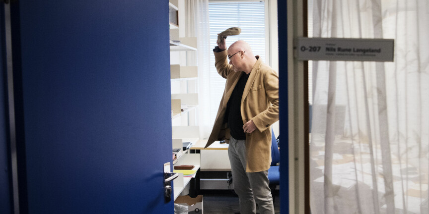 Uansett utfall i tingrettssaken i desember, kommer Nils Rune Langeland neppe tilbake til dette kontoret ved Universitetet i Stavanger. Han vil ha avskjeden fra UiS erklært ugyldig, men vil ikke ha jobben tilbake, går det fram i argumentene fra hans advokat. Foto: Marie von Krogh, NTB Scanpix