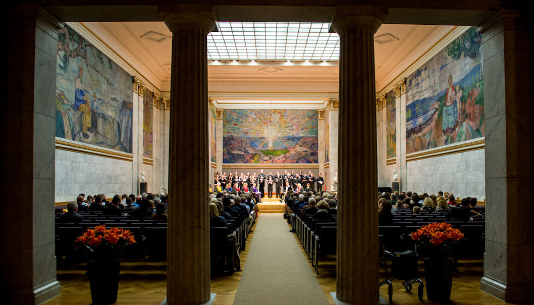 Kreering av doktorer i universitetets aula i Oslo desember 2018. Foto: Morten Kanne-Hansen/UiO Kreering av doktorer i universitetets aula i Oslo desember 2018. Foto: Morten Kanne-Hansen/UiO