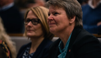 Universitetsdirektør Seunn Smith-Tønnesen og dekan og rektorkandidat Sunniva Whittaker var blant tilhørerne. Foto: Kristoffer Skarsgård Universitetsdirektør Seunn Smith-Tønnesen og dekan og rektorkandidat Sunniva Whittaker var blant tilhørerne. Foto: Kristoffer Skarsgård