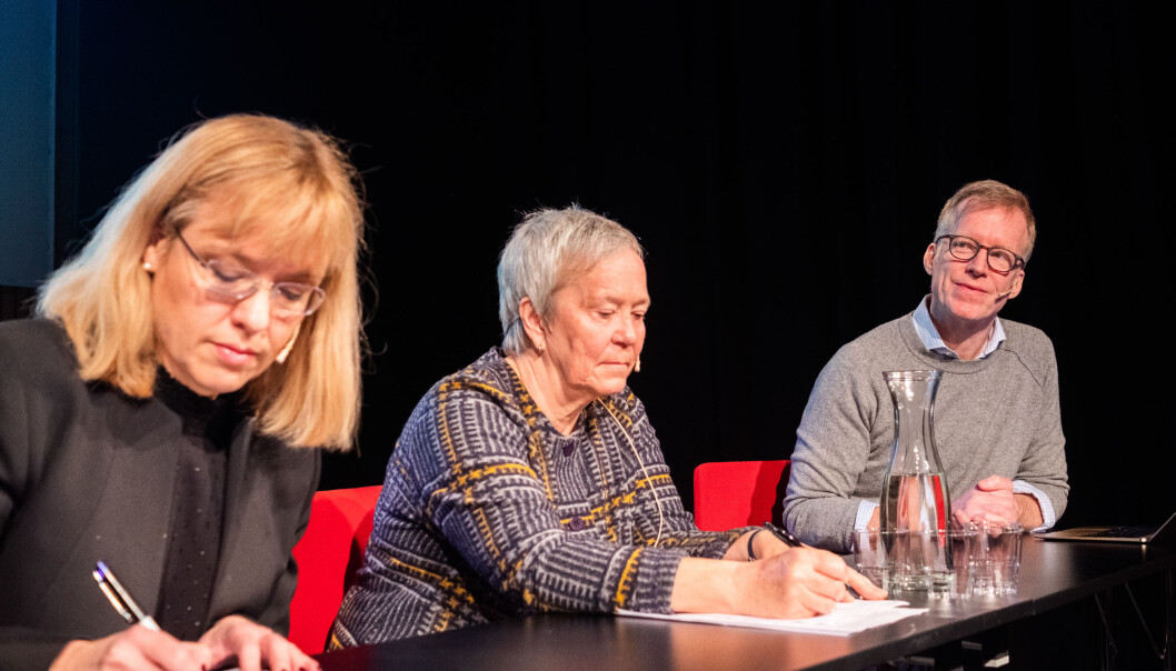 Åse Wetås, Kathrine Skretting, Curt Rice i språkdebatt i Hamar i februar 2019. Foto: Torkjell Trædal Åse Wetås, Kathrine Skretting, Curt Rice i språkdebatt i Hamar i februar 2019. Foto: Torkjell Trædal