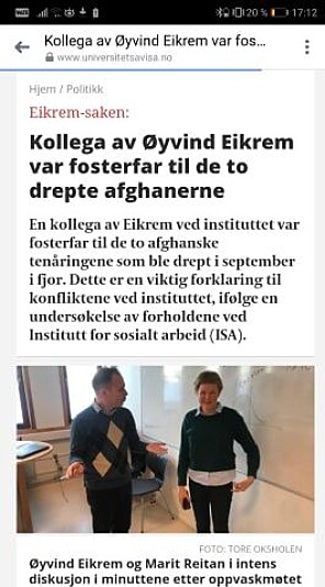 Skjermdump av Universitetsavisas oppslag lørdag 9.mars. Skjermdump av Universitetsavisas oppslag lørdag 9.mars.