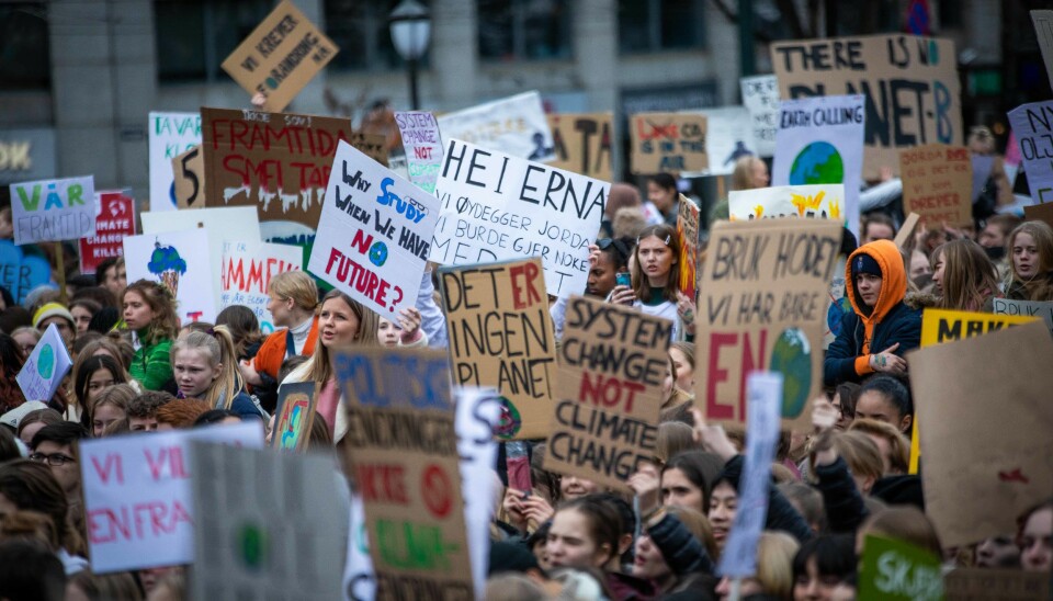 Skolestreik for klima foran Stortinget, 22. mars. Foto: Siri Øverland Eriksen
