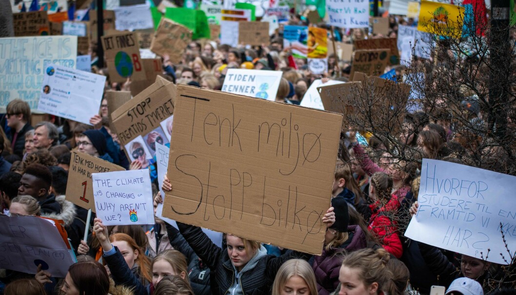 Skolestreik for klima foran Stortinget, 22. mars 2019. Foto: Siri Øverland Eriksen