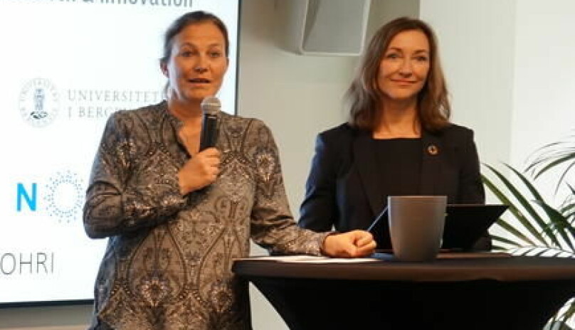 Sintef-direktør Alexandra Bech Gjørv og Norce-direktør Elisabeth M. Støle. Foto: Ole Marius Kvamme, UiB