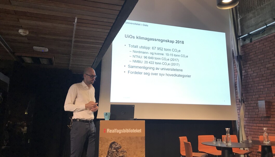 Universitetet i Oslo og Øystein Liverød, miljøsjef i Eiendomsavdelingen, presenterer sitt første klimaregnskap. Foto: Eva Tønnessen Universitetet i Oslo og Øystein Liverød, miljøsjef i Eiendomsavdelingen, presenterer sitt første klimaregnskap. Foto: Eva Tønnessen
