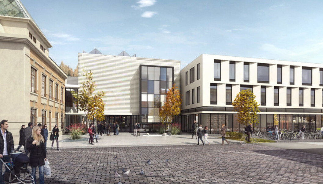 Slik er det nye universitetsbygget i Steinkjer tegnet. Foto: InCube as og Praksis arkitekter as Slik er det nye universitetsbygget i Steinkjer tegnet. Foto: InCube as og Praksis arkitekter as
