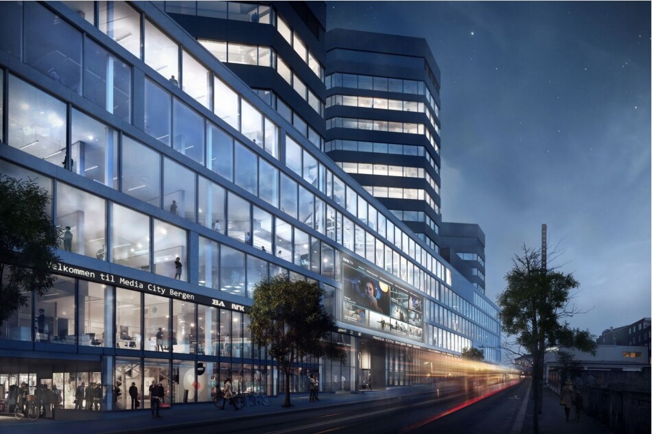 Media City Bergen, hvor institutt for informasjons- og medievitenskap ved Universitetet i Bergen holder til, og hvor den iranske forskeren skal arbeide. Foto: Entra AS Media City Bergen, hvor institutt for informasjons- og medievitenskap ved Universitetet i Bergen holder til, og hvor den iranske forskeren skal arbeide. Foto: Entra AS
